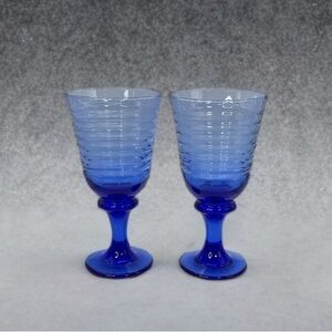 Libbey Sirrus Cobalt Blue Water Goblets, Set of 2